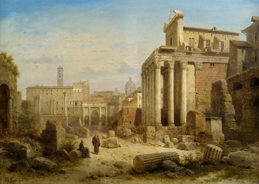 A View Of The Roman Forum With The Septimius Severus Arch And The Temple Of Faustina And Antonius Pius (1905)